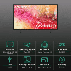 SAMSUNG 4K Ultra HD LED Tizen TV |  127 cm (50 inch) | UA50DU7700KLXL