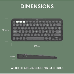 Logitech Pebble Keys 2 Wireless Keyboard | Customisable Shortcuts | Graphite | ‎K380