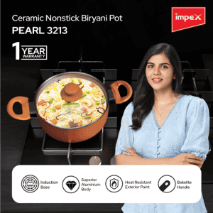 Impex Non Stick Ceramic Biryani Pot | 10 L | PEARL 3213