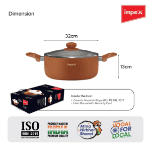 Impex Non Stick Ceramic Biryani Pot | 10 L | PEARL 3213