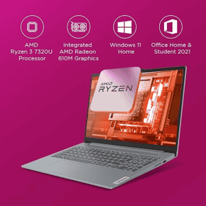 Lenovo IdeaPad Slim 3 Laptop | 82XQ008DIN | 8GB/512GB SSD/Windows 11/AMD Ryzen 3 7320U/Office 2021/Alexa Built-in | Arctic Grey