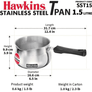 Hawkins Tpan Stainless Steel Tea Pan | Induction Sauce Pan | Chai Pan | Saucepan | 1.5 L | Silver