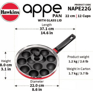 Hawkins 12 Cups | NAPE22G | 1.5 L | 22 cm |  Non-stick | Aluminium