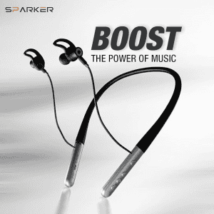 JUST CORSECA Sparker Wireless in Ear Bluetooth Neckband | Crystal Clear Sound | Type-C Fast Charging Silver