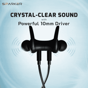 JUST CORSECA Sparker Wireless in Ear Bluetooth Neckband | Crystal Clear Sound | Type-C Fast Charging Silver