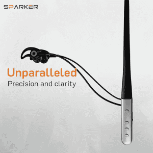 JUST CORSECA Sparker Wireless in Ear Bluetooth Neckband | Crystal Clear Sound | Type-C Fast Charging Silver