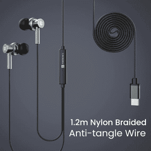 Portronics Conch Tune C in Ear Type C Wired Earphones with Mic | Grey