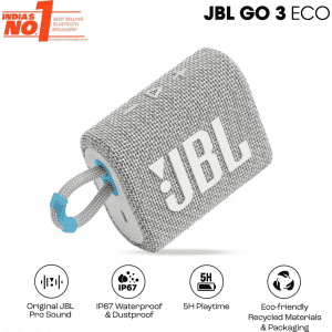 JBL Go 3 ECO Portable Bluetooth Speaker | 4.2 W | White