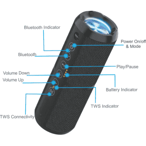 PORTRONICS BREEZE II | PORTABLE BLUETOOTH SPEAKER | BLACK