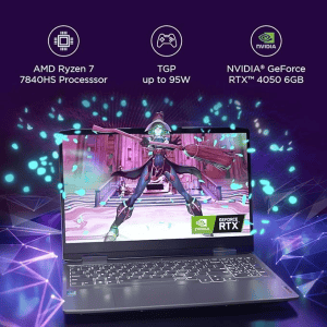 Lenovo Gaming Laptop | 82XT004JIN | LOQ AI Powered AMD Ryzen 7 7840HS | 15.6" |16GB | 512GB SSD | Win 11 | NVIDIA RTX 4050 | 6GB | Storm Grey