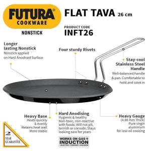 Hawkins Futura Flat Non Stick Tawa | 4.88 mm | 26 cm | INFT26