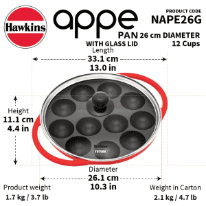 Hawkins Futura Appe Pan | 26 cm | Glass Lid | NAPE26G
