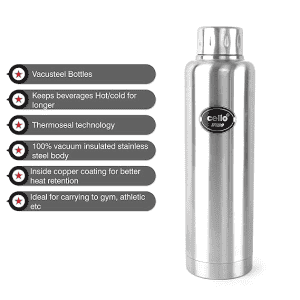Cello Vigo Stainless Steel Flask | Double Walled | 750 ml | Silver