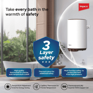 Impex Hyro Storage Water Heater | 6 L | Red & White