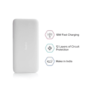 Redmi 20000mAh Power Bank USB Type C Micro USB Ports | 18W Fast Charging | White
