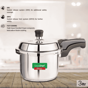 GREENCHEF CLASSIC 2 IN 1 | COMBI WITH SINGLE LID SS(3+2L) | PRESSURE COOKER