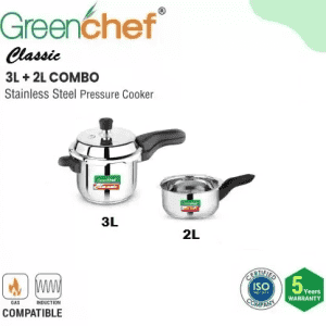 GREENCHEF CLASSIC 2 IN 1 | COMBI WITH SINGLE LID SS(3+2L) | PRESSURE COOKER