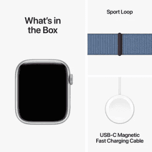 APPLE WATCH SERIES 9 | MRMJ3HN/A | 45MM | CEL SILVER ALUMINIUM WINTER BLUE SPORT LOOP