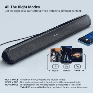 PORTRONICS SOUND SILK 7  | POR 1764 | 50W |WIRELESS SOUNDBAR | BLACK