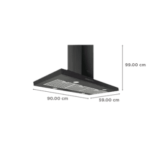 elica | SPOT TRIM ISLAND ETB PLUS LTW  | 90 N | 90cm | 1220m3/hr Ducted Ceiling Mounted Chimney with Touch Control  | Black
