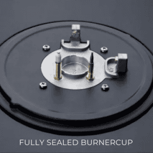 Elica |  FLEXI | DFS FB | 75 DX  Glass Top 3 Burner Automatic Hob  | Round Enamelled | Grid Black