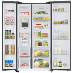 SAMSUNG | Refrigerator | 653 Litres | 3 Sta | Frost Free Side by Side Door Smart Wifi Twin Cooling Plus | Glam Deep Charcoal | RS76CB81A333HL
