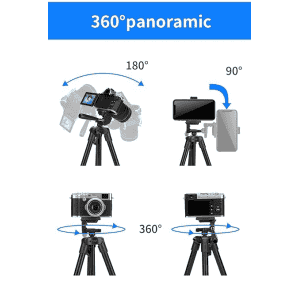 Jmary KP-2205 Aluminum Tripod 134CM | 4-Section Aluminum Legs | Universal Lightweight Tripod with Mobile Phone Holder Mount