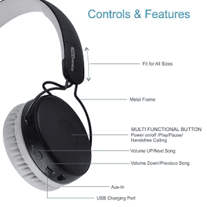 Portronics Muffs M POR-1073 Wireless Bluetooth 5.0 Stereo On-Ear Headphones with Immersive Stereo Sound | Grey