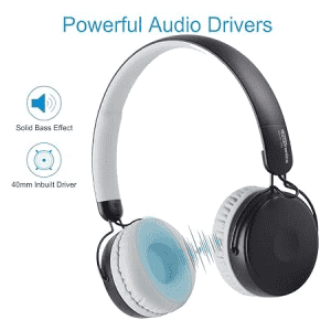 Portronics Muffs M POR-1073 Wireless Bluetooth 5.0 Stereo On-Ear Headphones with Immersive Stereo Sound | Grey