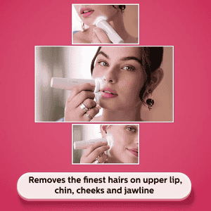 Philips Facial Hair Remover | Wide Hypoallergenic Head for Gentle Experience at Home | Full Circle LED Light | BRR454/00