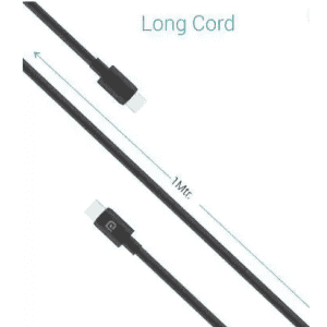 Portronics USB Type C Cable 2 A 1 m POR-1088 Konnect Core C Type C To Type C | Compatible with All Type C To Type C Supported Devices | Black