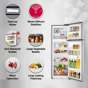 LG | GL-N312SDSY ADSZEBNLG | 272 Litres | 2 Star | Frost Free Double Door Refrigerator with Inverter Technology | Dazzle Steel