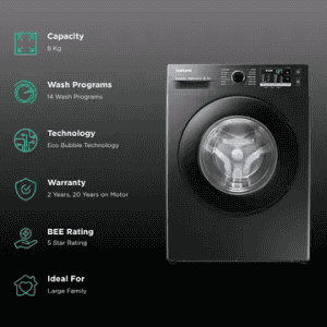 SAMSUNG | WW80TA046AB1TL | 8 KG 5 STAR INVERTER FULLY AUTOMATIC FRONT LOAD  WASHING MACHINE | BLACK
