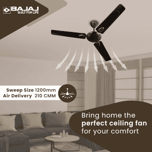 Bajaj Edge Hs Neo Deco Ee Ceiling Fans | 1200Mm | Choco Brown