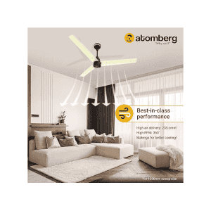 atomberg Renesa 1200mm  | BLDC | Remote Control |  5 star |  | High Air | Ivory & Black