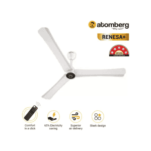 Atomberg Renesa+ 1400mm | 5 Star | 1400 mm | BLDC | Remote | 3 Blade | Pearl White