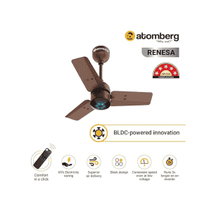 atomberg Renesa 600mm | BLDC | Remote | 5 star  | High Air  | LED | Matte Brown