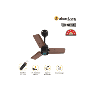 Atomberg Renesa Ceiling Fan | 600mm | BLDC motor | Remote Control | Brown Black