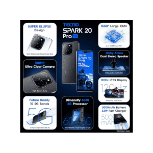 Tecno Spark 20 Pro 5G | 8 GB RAM | 256 GB | Startrail Black