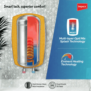 Impex INSTAH 3 Instant Water Heater | 3L | 3000W | High-Pressure 6.5 Bar | Rapid Heating | White