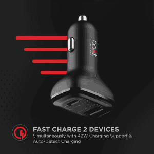 boAt Dual QC PD Port Rapid Car Charger | Type C Cable | Black