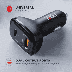boAt Dual QC PD Port Rapid Car Charger | Type C Cable | Black