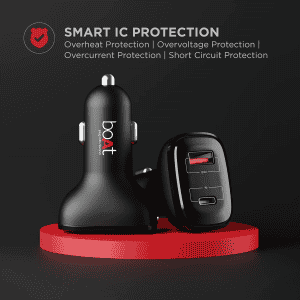 boAt Dual QC PD Port Rapid Car Charger | Type C Cable | Black