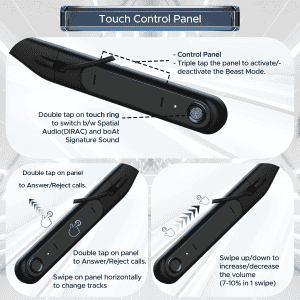 boAt Rockerz 255 Touch Wireless Earphone | 30H Playback | ENx Technology | IPX5 | Pitch Black
