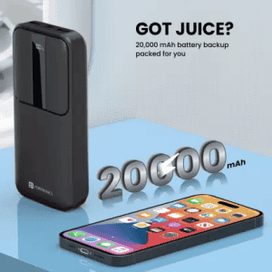 Portronics Power Bank | 20000 mAh | 22.5 W | Lithium Polymer | Black