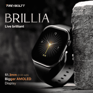 Fire Boltt Brillia Smartwatch | 51.3mm  | Largest Amoled | Bluetooth |  Champagne