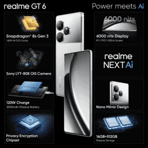 realme GT 6 | 8 GB RAM | 256 GB | Fluid Silver