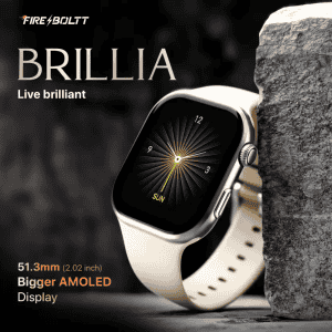 Fire Boltt Brillia Smartwatch | 51.3mm  | Largest Amoled | Bluetooth | Starlight