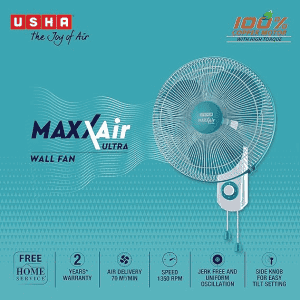 USHA Maxx Air Ultra 400 mm | 3 Blade | Wall Fan | Light Blue