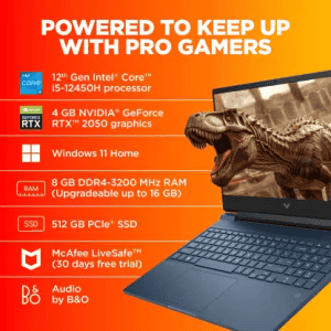 HP Victus | Intel Core i5 | 12th Gen 12450H - 8 GB |512 GB SSD | 4 GB Graphics | NVIDIA GeForce RTX 2050 15fa1226TX | 15.6 inch | Performance Blue | 15-fa1226TX